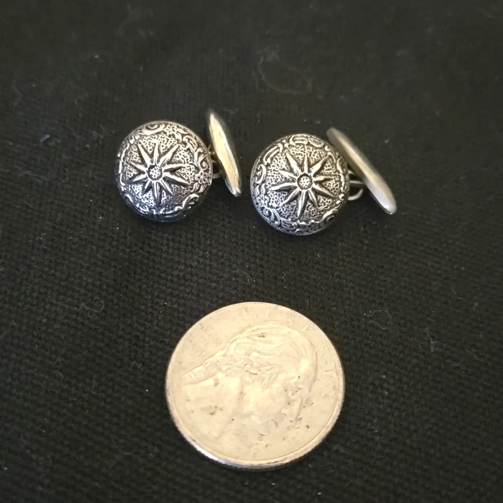 Vintage silver sun, star cuff links